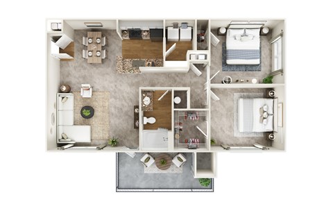 Floor plan for 2 beds, 1 bath, 1134 sqft